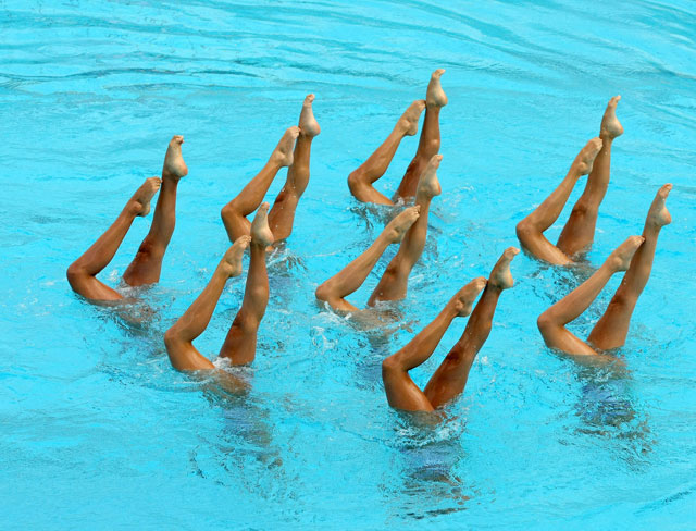 photo of synchronized swimmers